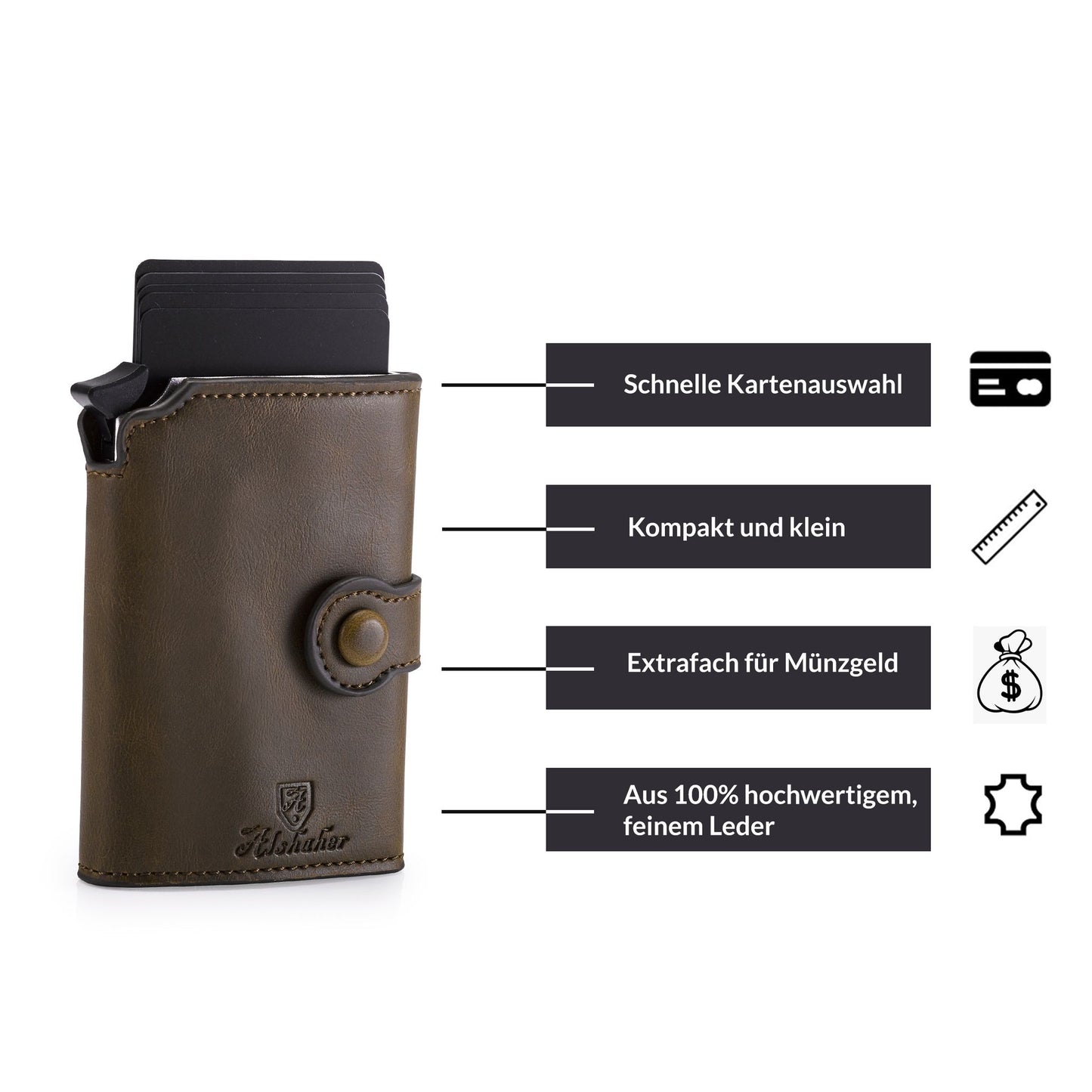 kreditkartenetui für herren damen portmonee herren kartenetui slim wallet mit münzfach und mit verpackung und einem stift rfid schutz smart wallet geldbörse, geldbeutel